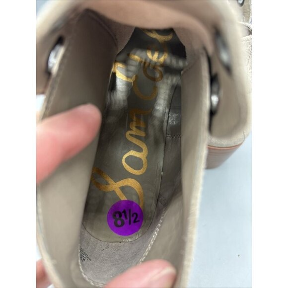 Sam Edelman Beige Suede Pedra Grommet Women’s Ankle Boots Size 8.5 - Picture 4 of 7